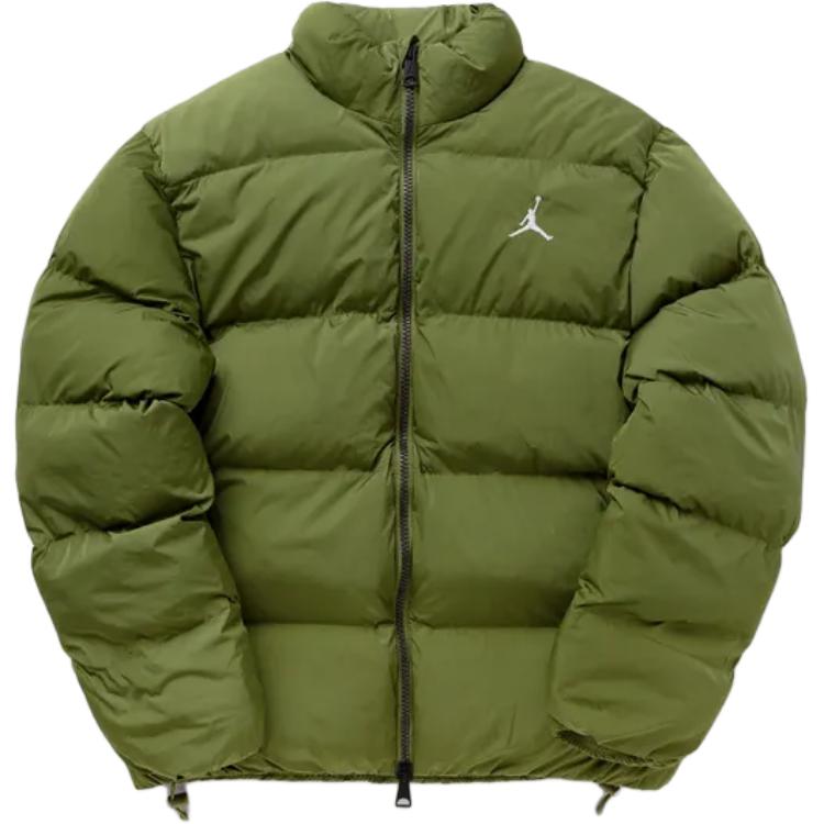 Jordan Poly Puffer Jacket Logo Print Zip-Up Long Sleeve Green FB7331-340