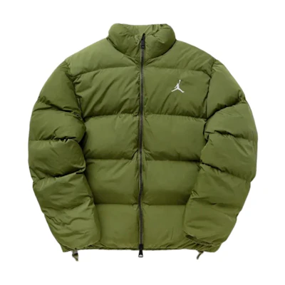 Jordan Poly Puffer Jacket Logo Print Zip-Up Long Sleeve Green FB7331-340