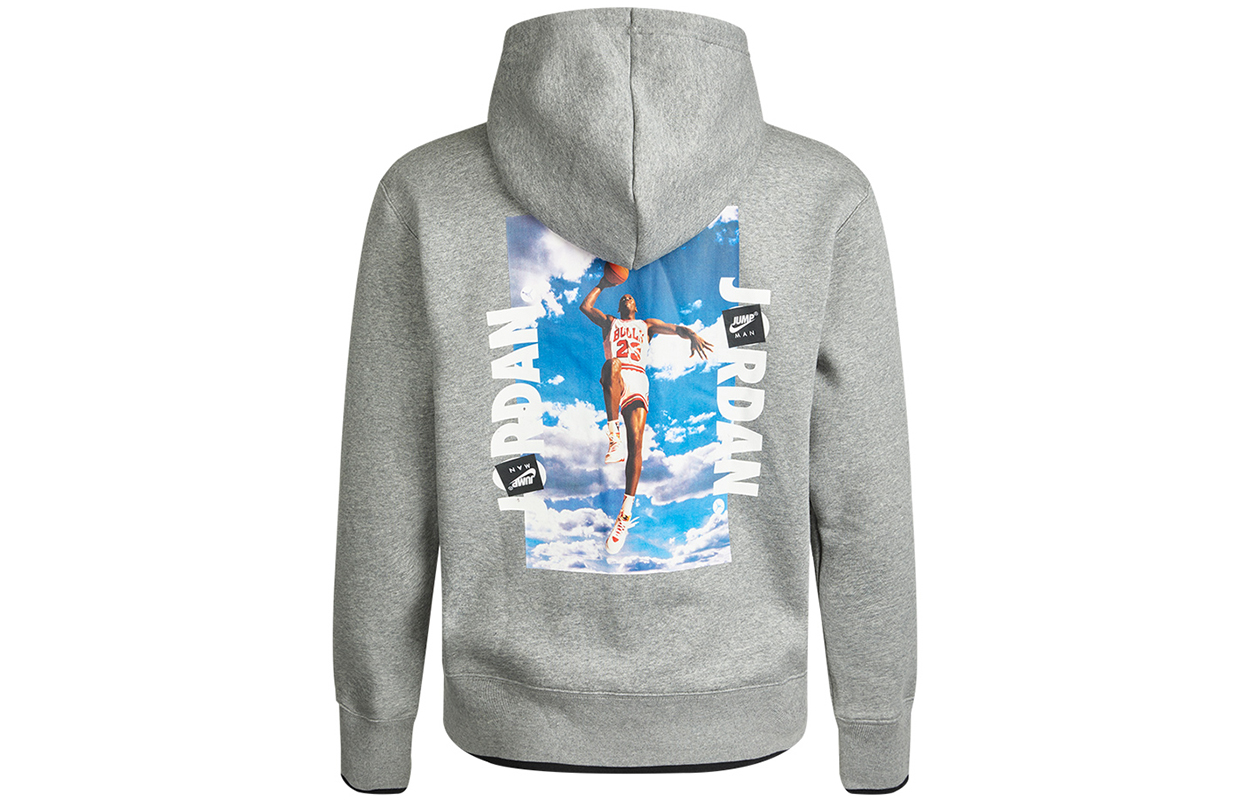 Jordan Printed Fleece-Lined Hoodie Jacket for Men - Grey CV2356-091