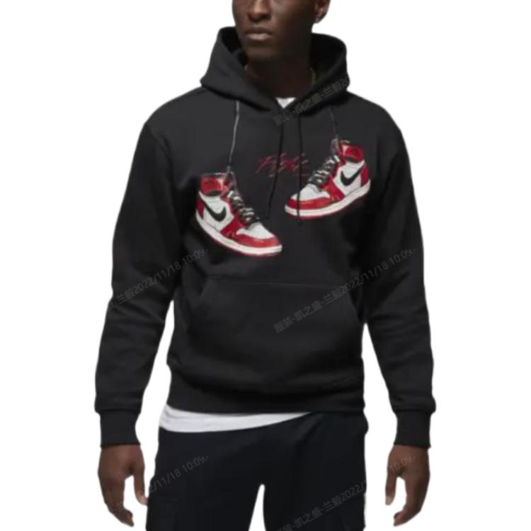 Jordan Printed Solid Color Pullover Hoodie Black Long Sleeve FD0569-010 圖 4