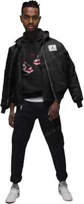Jordan Printed Solid Color Pullover Hoodie Black Long Sleeve FD0569-010 Details for Jordan Printed Solid Color Pullover Hoodie Black Long Sleeve FD0569-010
