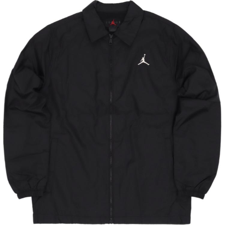 Jordan Printed Zip-Up Polo Collar Jacket Black Long Sleeve FD7424-010