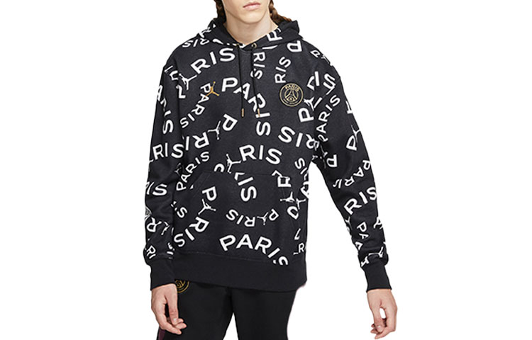 Order Sudadera con Capucha Negra Jordan PSG Estampado Completo Fleece Ajustada CV9955-010