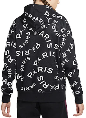 Sudadera con Capucha Negra Jordan PSG Estampado Completo Fleece Ajustada CV9955-010 Lookbook Sudadera con Capucha Negra Jordan PSG Estampado Completo Fleece Ajustada CV9955-010