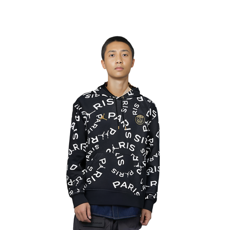 Purchase Sudadera con Capucha Negra Jordan PSG Estampado Completo Fleece Ajustada CV9955-010