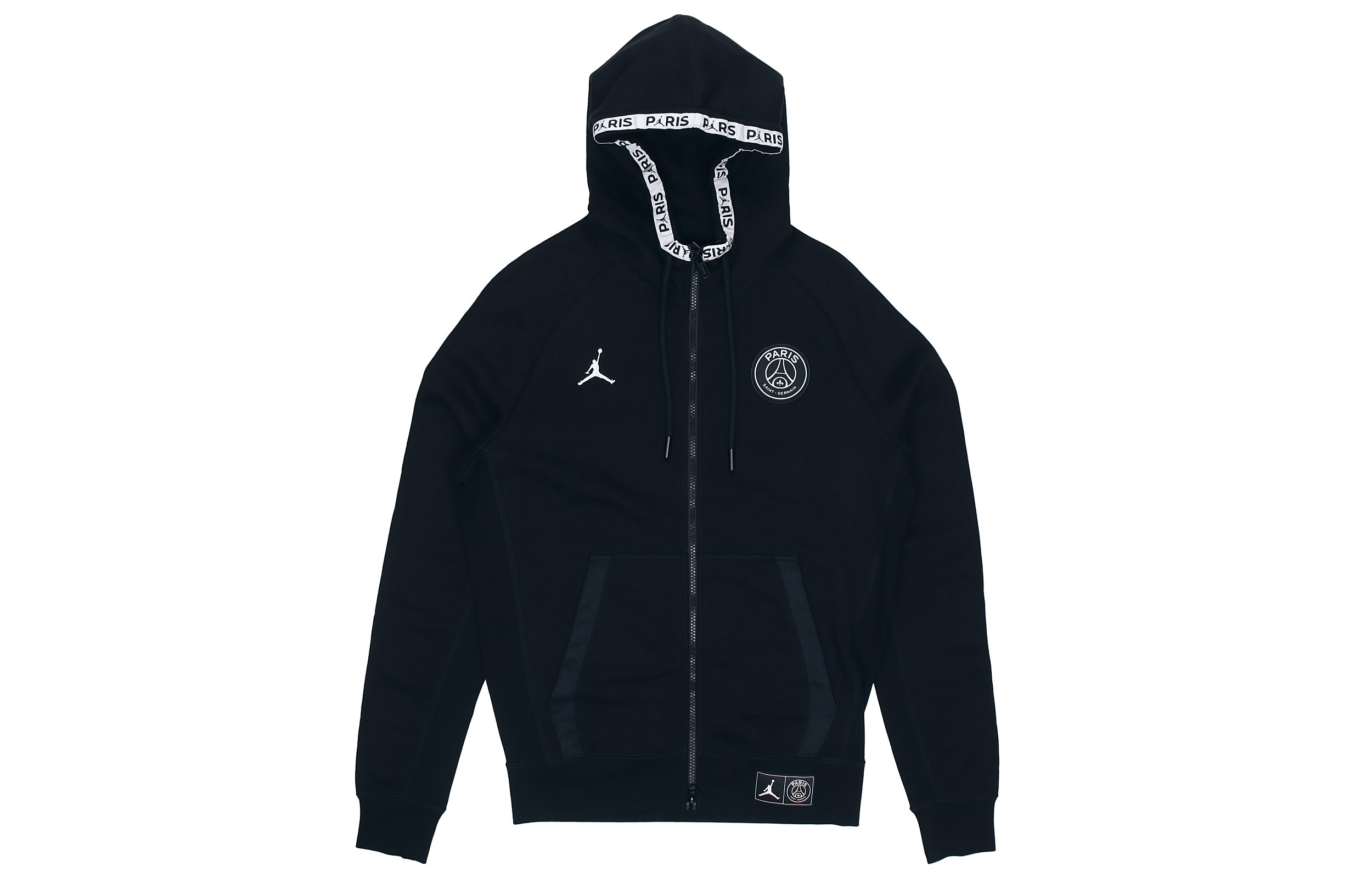 Jordan PSG Black Cat Paris Full-Zip Fleece Hoodie Jacket Black BQ8347-010