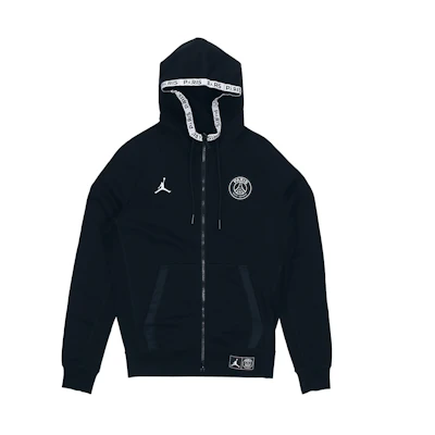 Jordan PSG Black Cat Paris Full-Zip Fleece Hoodie Jacket Black BQ8347-010