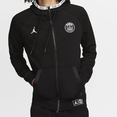 Jordan PSG Black Cat Paris Jaket Hoodie Zip Penuh Fleece Hitam BQ8347-010 Shop Jordan PSG Black Cat Paris Jaket Hoodie Zip Penuh Fleece Hitam BQ8347-010