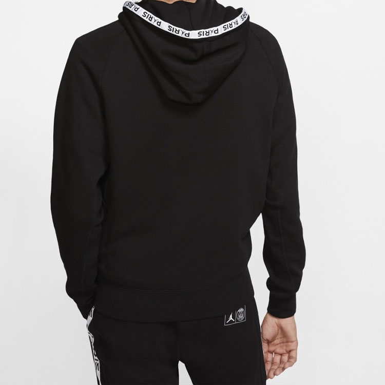 Purchase Jordan PSG Black Cat Paris Jaket Hoodie Zip Penuh Fleece Hitam BQ8347-010
