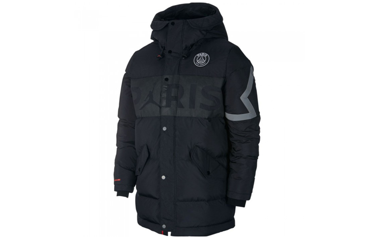 Order Jordan PSG Negra Chaqueta Invierno Acolchada Sudadera Deportes Fútbol. BQ8371-010