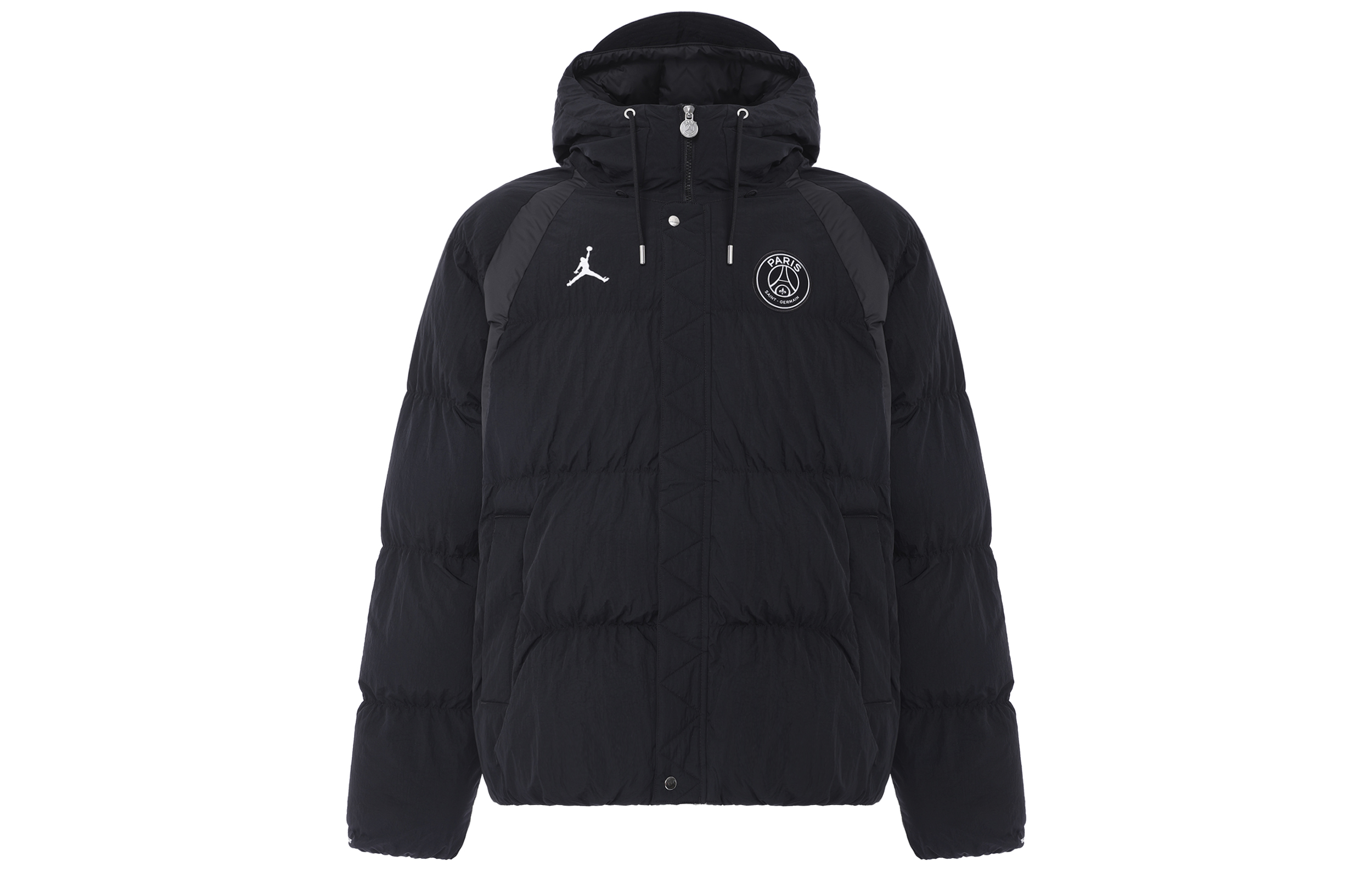 Jordan PSG Logo Hooded Puffer Jacket Black Winter Paris Edition DB6495-010