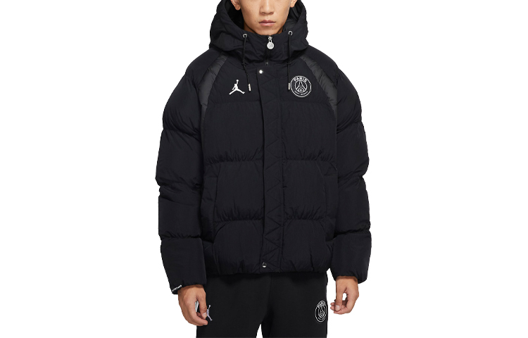 Order 조던 PSG 로고 후드 패딩 재킷 블랙 윈터 파리 에디션 DB6495-010