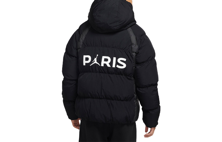 Lookbook 조던 PSG 로고 후드 패딩 재킷 블랙 윈터 파리 에디션 DB6495-010