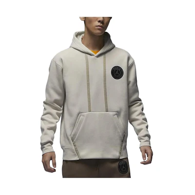 Jordan PSG Logo Pullover Fleece Hoodie Light Bone Color DZ2924-072
