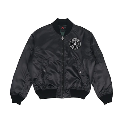 Jordan PSG MA-1 Bomber Jacket Winter Black Pure Color Casual Style. DB6493-010