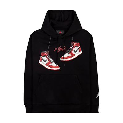 Jordan Pullover Hoodie Black Long Sleeve with Sleeve Logo Print Design FD0568-010