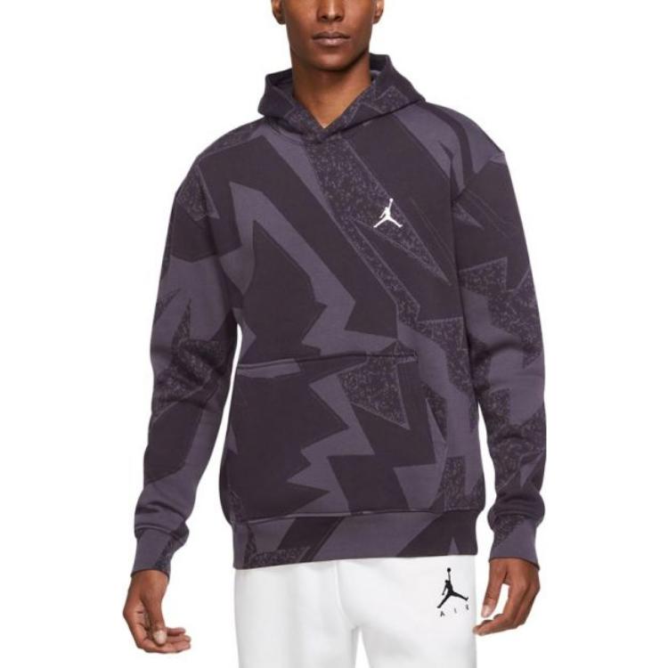 Jordan Purple Hoodie with Back Basketball Player Graphic and Kangaroo Pocket DQ7507-045