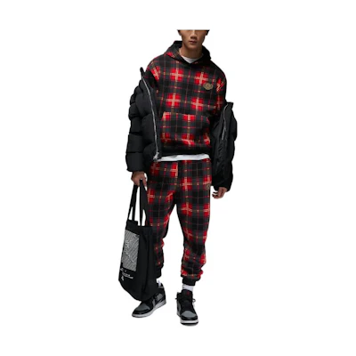 Jordan Red Checkered Letter Print Pullover Hoodie Long Sleeve DV1580-612