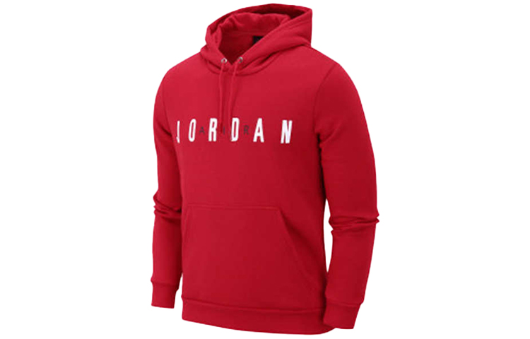 Jordan Red Fleece Pullover Hoodie with Logo Print CJ9666-687