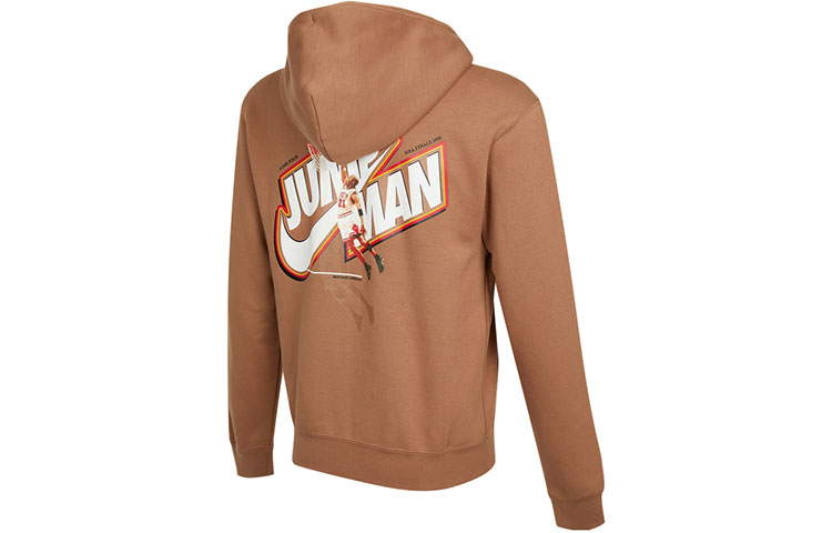 Jordan Retro-Style Thick Hoodie in Brown - Winter Long Sleeve Pullover DC9607-256
