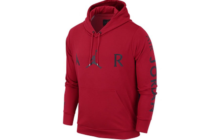 Jordan Retro Alphabet Print Red Pullover Hoodie for Men Fitness Style CK1345-687