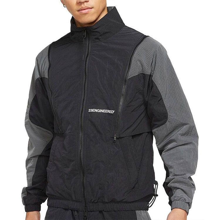 Shop 乔丹复古拼色可拆卸拉链夹克 黑色 DH3289-010