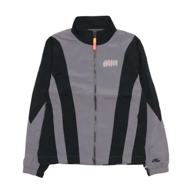 Jordan Retro Colorblock Logo Embroidered Zip Jacket Gray Black DQ8034-014