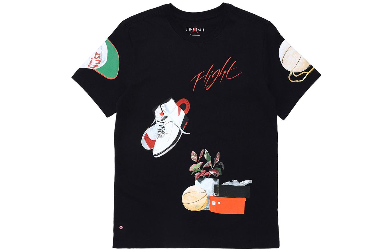 Jordan Retro Graphic Print Crewneck T-Shirt Black  Short Sleeve DQ7379-010