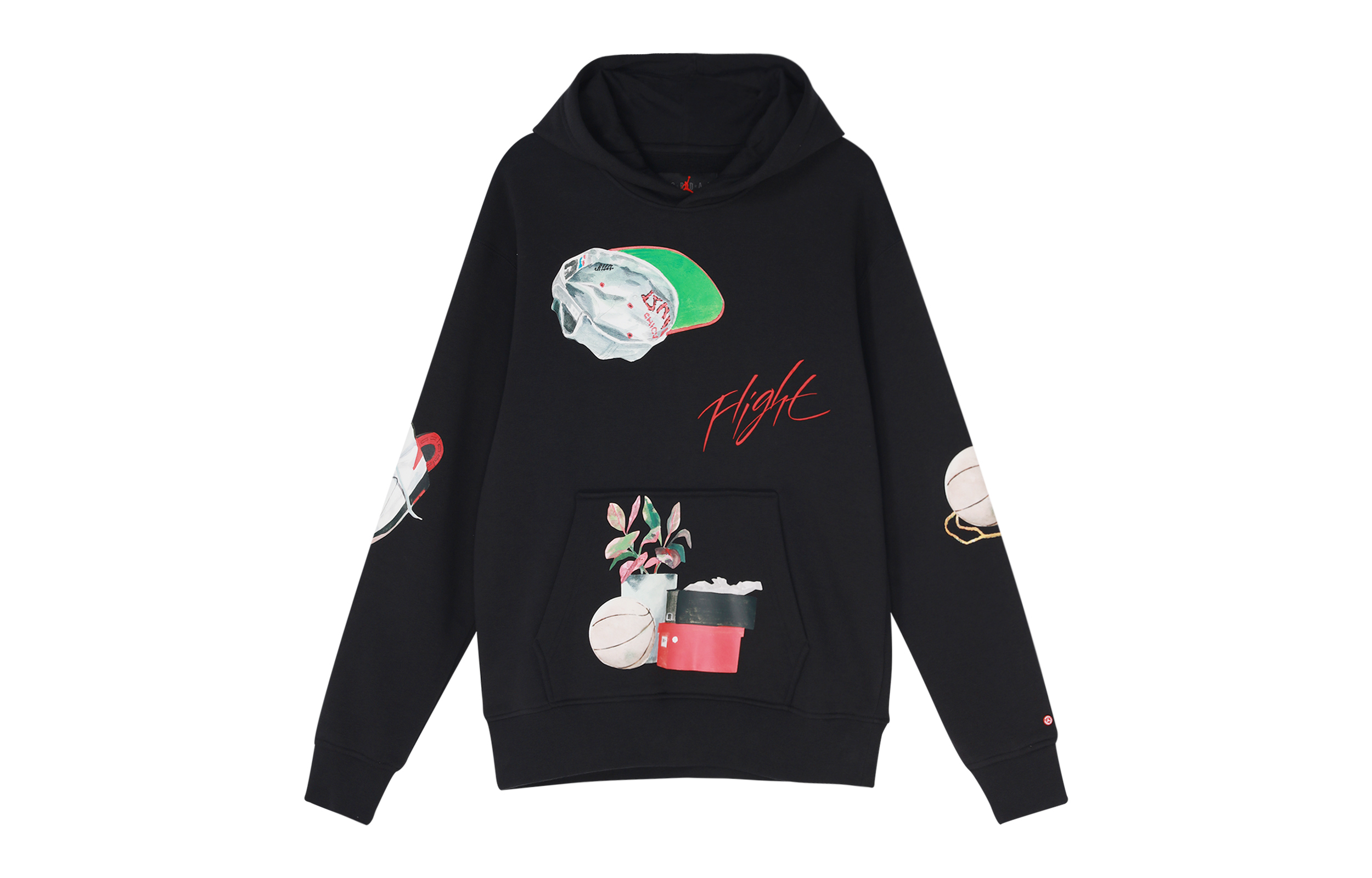 Jordan Retro Letter Print Pullover Hoodie Black Sportswear DQ8044-010