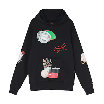 Jordan Retro Letter Print Pullover Hoodie Black Sportswear DQ8044-010