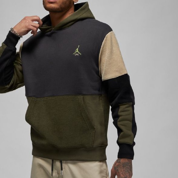 Jordan Retro Patchwork Logo Hoodie Grey/Black Long Sleeve Pullover DV1596-045 圖 4