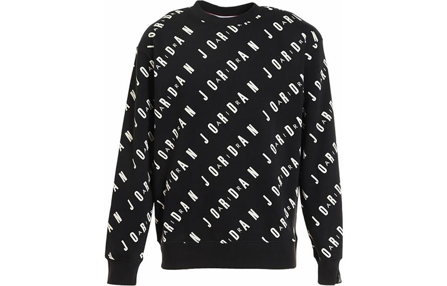 Jordan Retro Print All-Over Logo Crewneck Sweatshirt Black DX9174-010