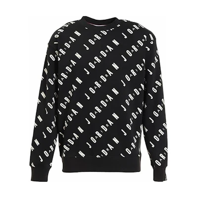 Jordan Retro Print All-Over Logo Crewneck Sweatshirt Black DX9174-010