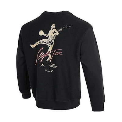 Jordan Retro Sports Letter Print Pullover Sweatshirt Black. DV1620-045