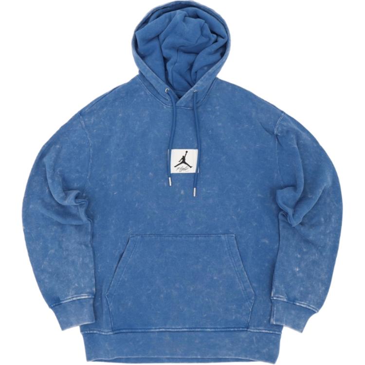 Jordan Retro Sports Logo Printed Washed Hoodie Pullover True Blue DR3088-485