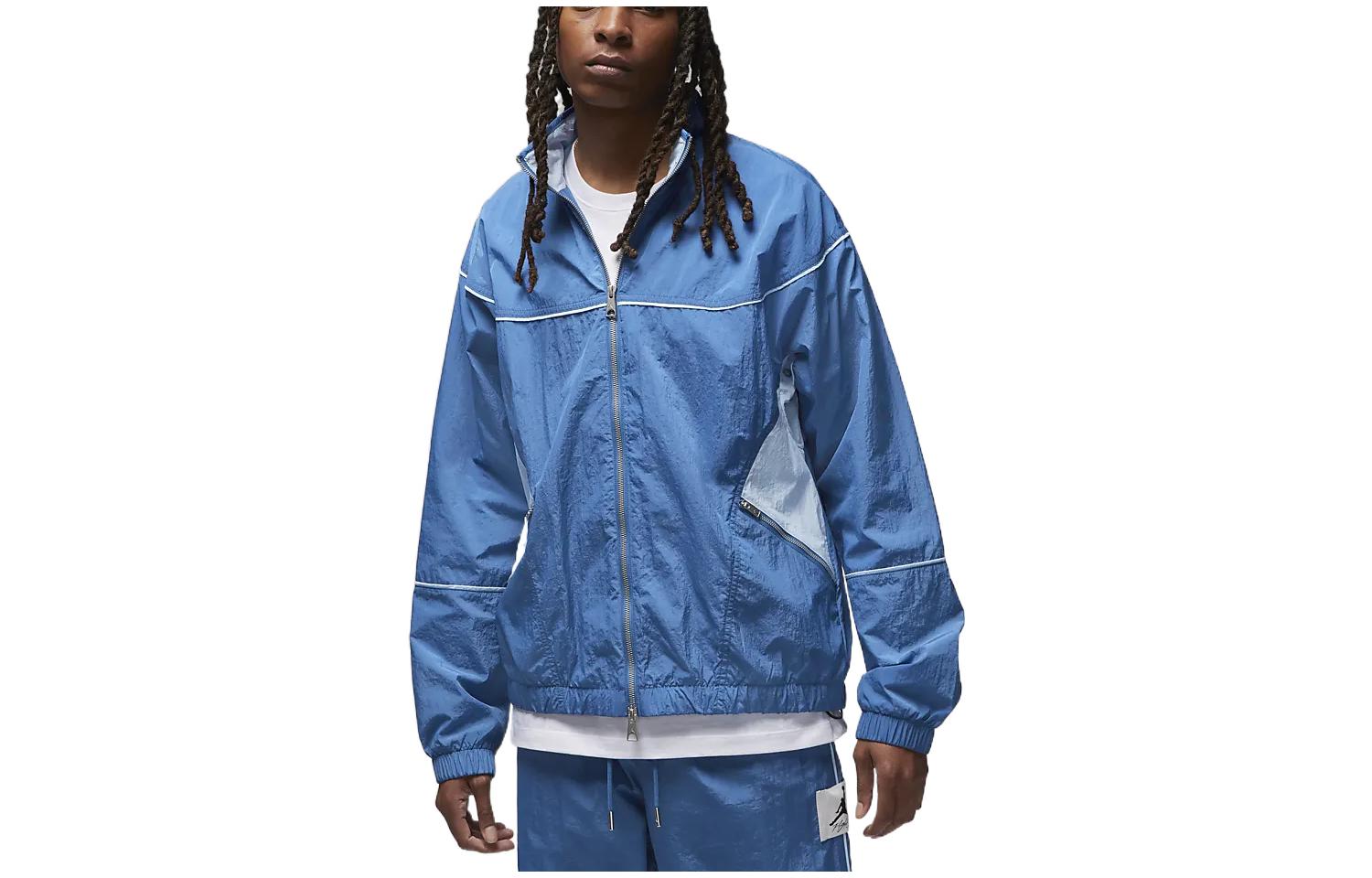 Jordan Retro Sports Track Jacket with Logo Patch for Men - Blue DV7624-485