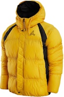 Jordan Retro Wide Stripe Logo Print Puffer Jacket Yellow DX6596-781 Jordan Retro Wide Stripe Logo Print Puffer Jacket Yellow DX6596-781