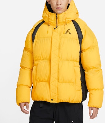 乔丹复古宽条纹标志印花羽绒服 黄色 DX6596-781 Details for 乔丹复古宽条纹标志印花羽绒服 黄色 DX6596-781