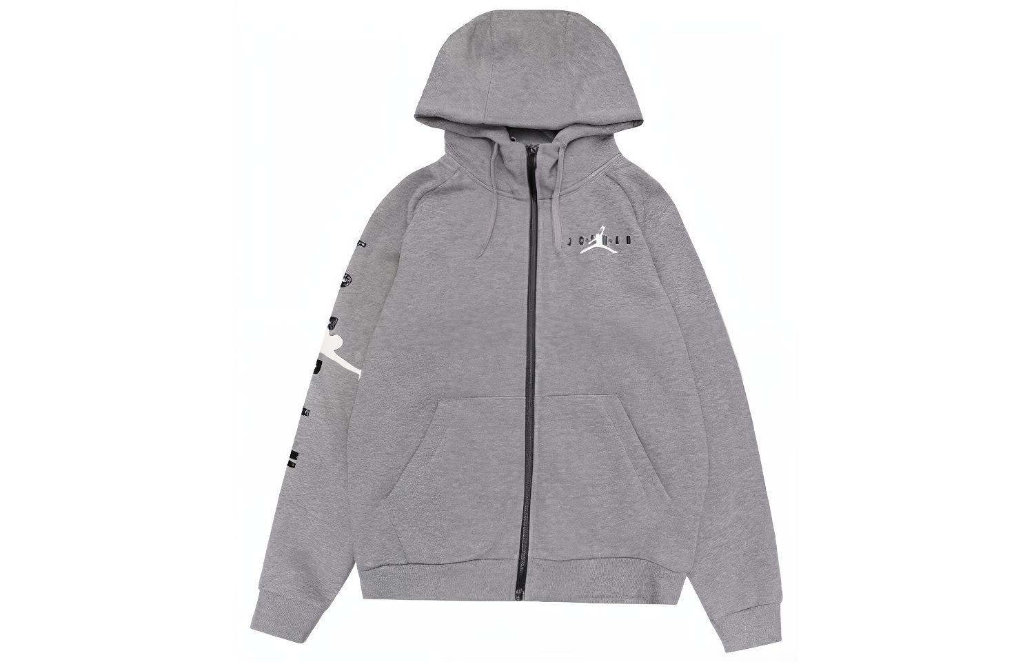 Jordan Retro Zip-Up Logo Hoodie Grey Long Sleeve CQ7706-091