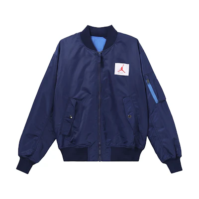 Jordan Reversible Logo Print Baseball Jacket Blue CV2243-492