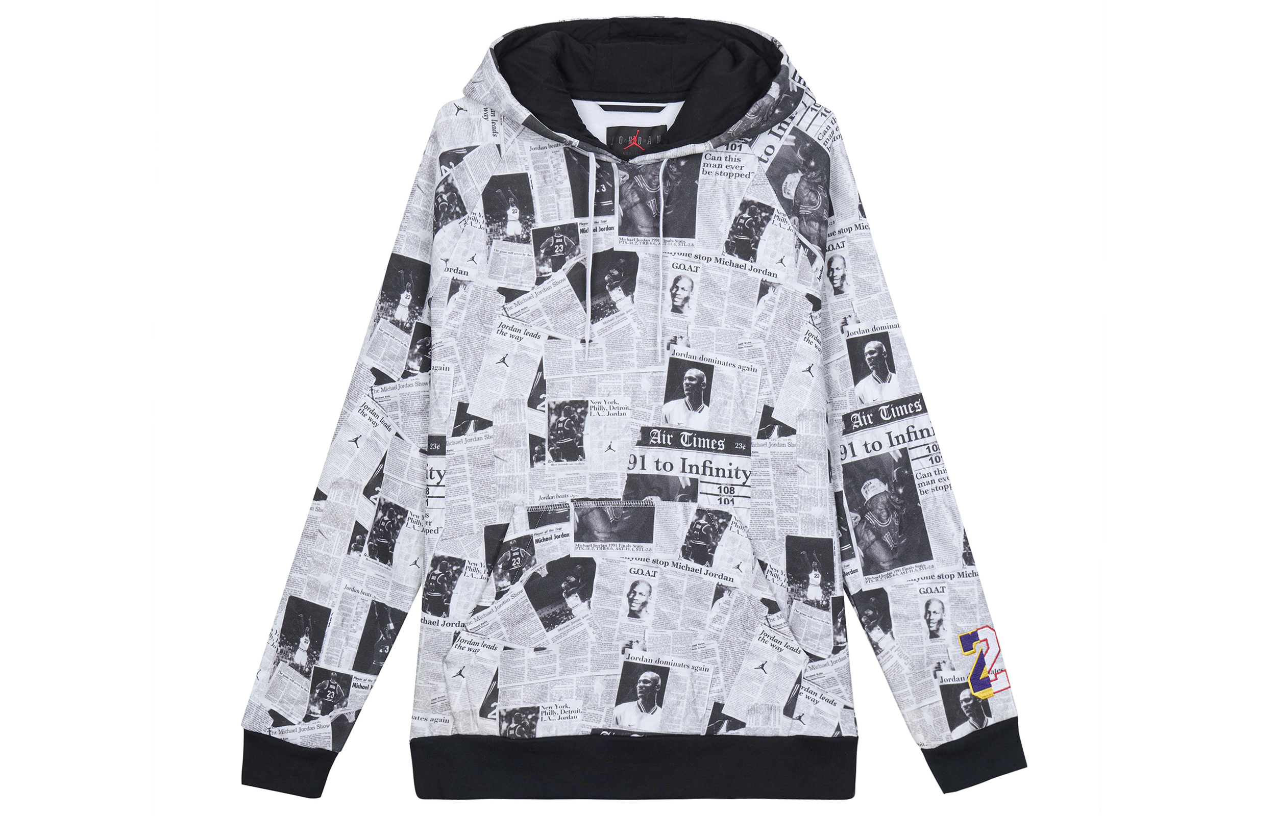 Jordan Rivals White Newspaper Print Fleece Hoodie BQ5748-010