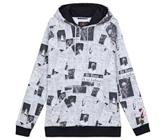Jordan Rivals White Newspaper Print Fleece Hoodie BQ5748-010 Jordan Rivals White Newspaper Print Fleece Hoodie BQ5748-010