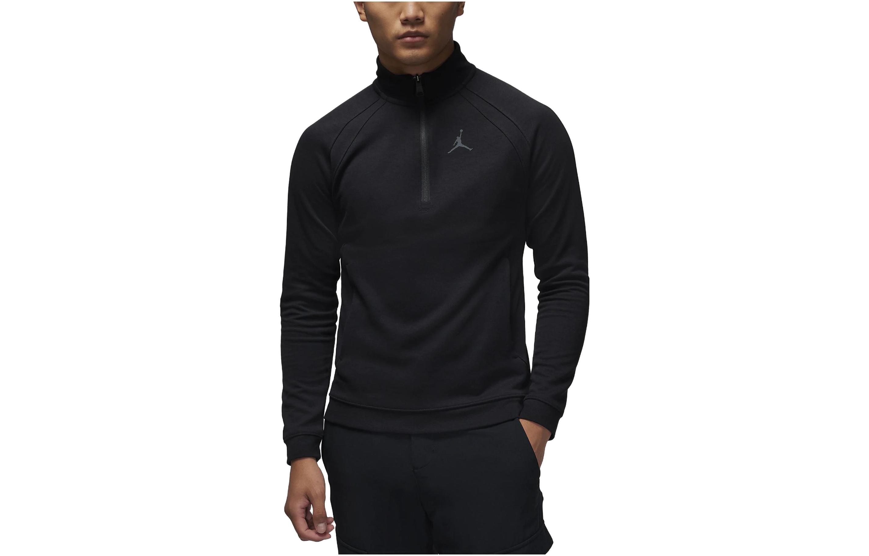 Jordan Slim Fit Logo Half-Zip Pullover Sweatshirt Black FB7564-010