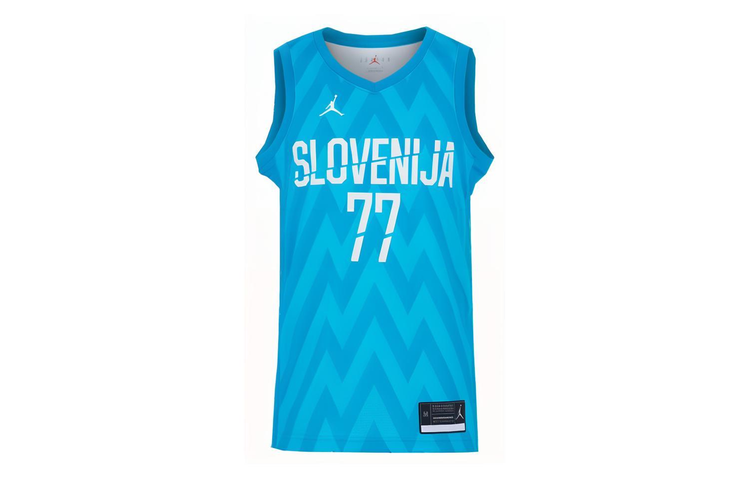 Jordan Slovenia V-Neck Basketball Jersey Neptune Blue Sleeveless Fan Edition SV0048-418