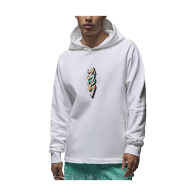 Jordan Soft Printed Graphic Hoodie White Long-Sleeve Pullover FN6563-100