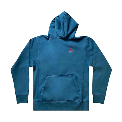 Jordan Solid Color Blue Hoodie with Kangaroo Pocket and Print - AV4990-486