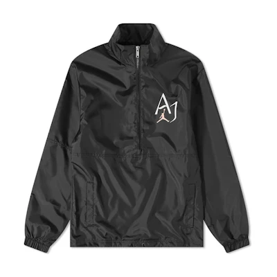 Jordan Solid Color Half-Zip Pullover Jacket with Patch Detail Black DM1412-010