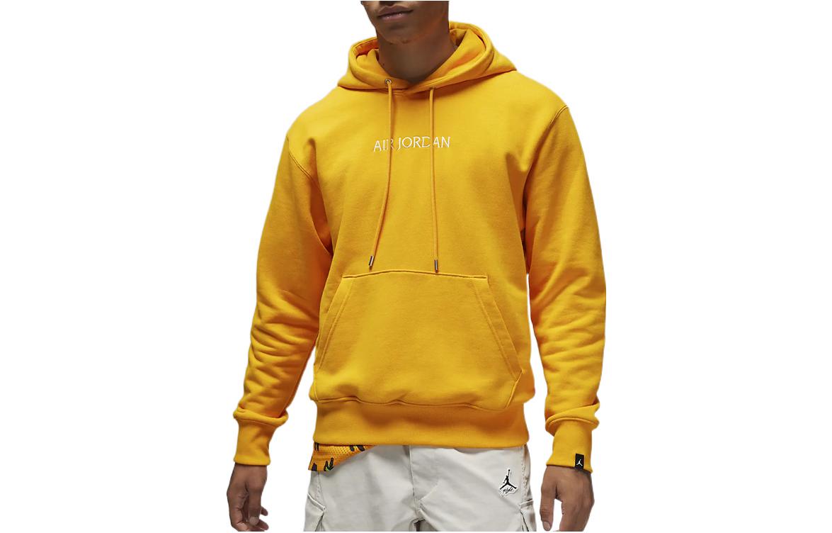 Jordan Solid Color Logo Embroidered Hoodie Mens Yellow Pullover DO6094-705