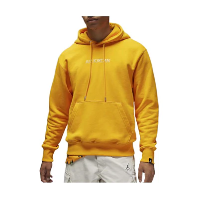 Jordan Solid Color Logo Embroidered Hoodie Mens Yellow Pullover DO6094-705