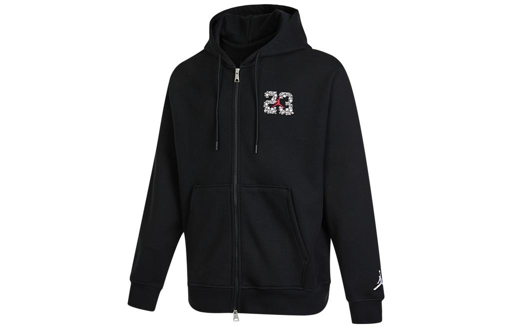 Jordan Solid Color Logo Print Letter Zip-Up Jacket Black DR6424-010